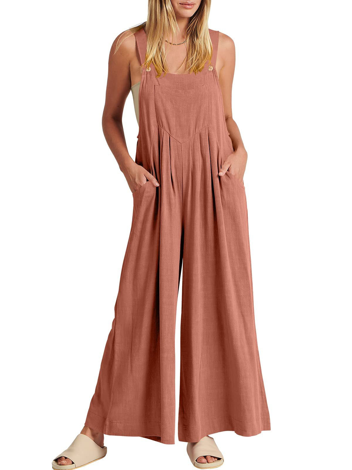 Damen Jumpsuit Weites Bein Mit Taschen