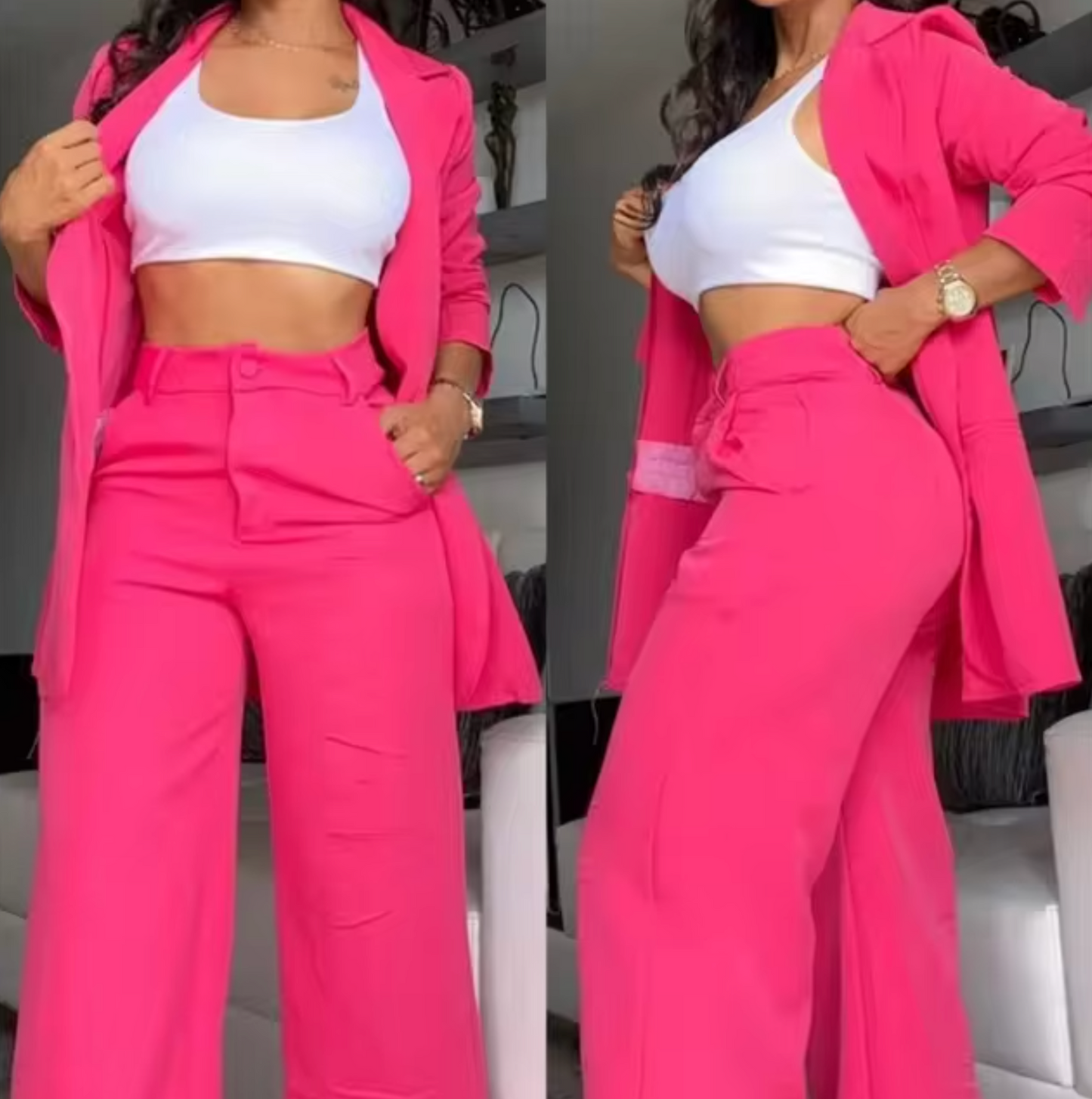 Norvielle Damen Blazer-Hosen-Set Langärmlig - Norvielle
