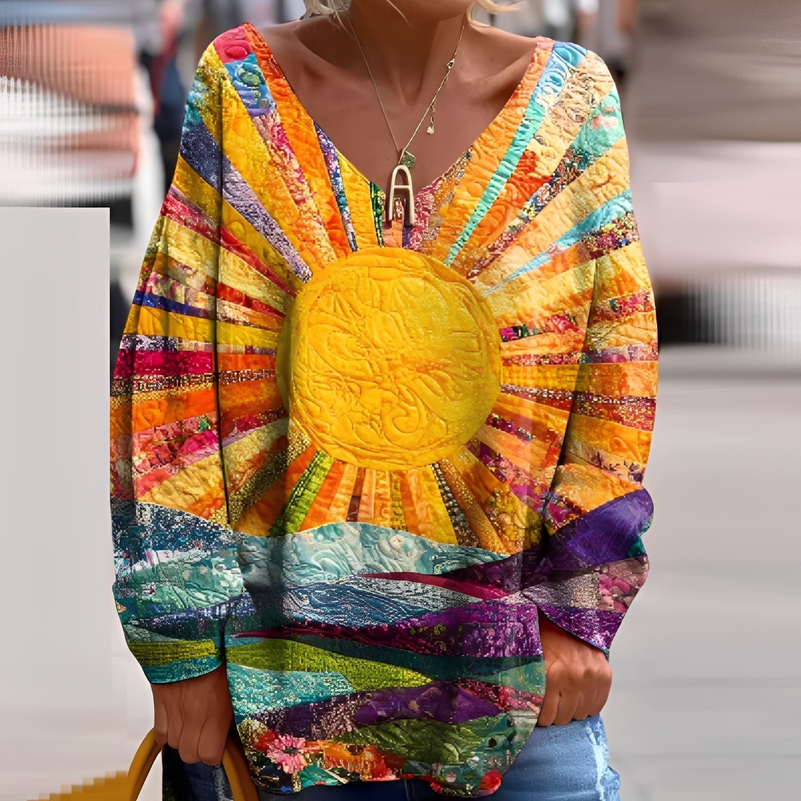 Damen Bluse Bunt Farben Baumwolle - Norvielle