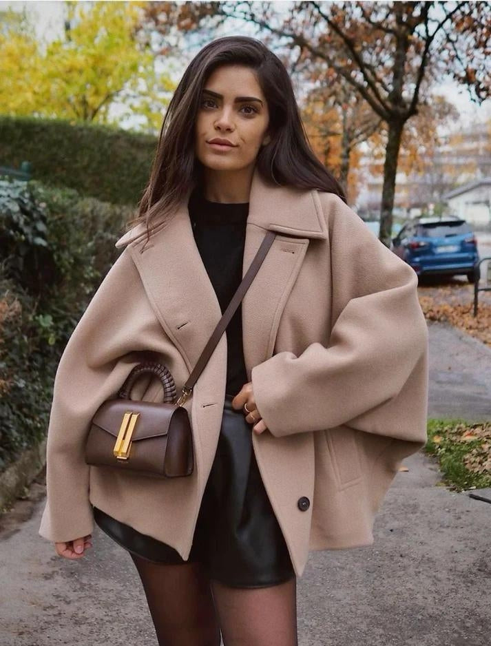 Damen Wolljacke Oversize Weite Ärmel
