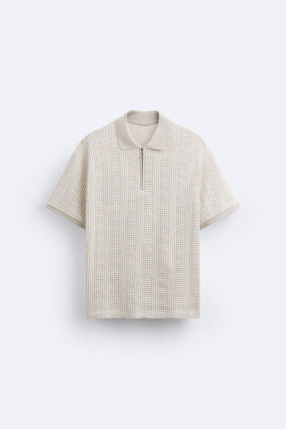 Herren Strickpoloshirt Reißverschluss V-Ausschnitt - Norvielle