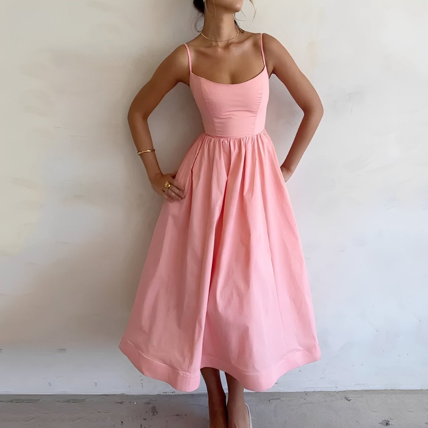 Damen Midi-Kleid mit Hosenträgern Lässig