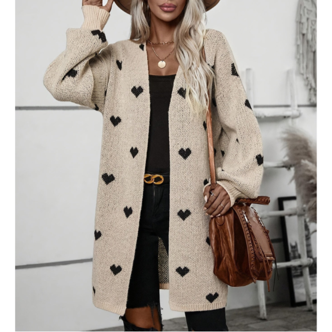 Damen Langarmshirt Mit Herzmuster