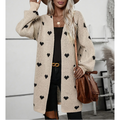 Damen Langarmshirt Mit Herzmuster