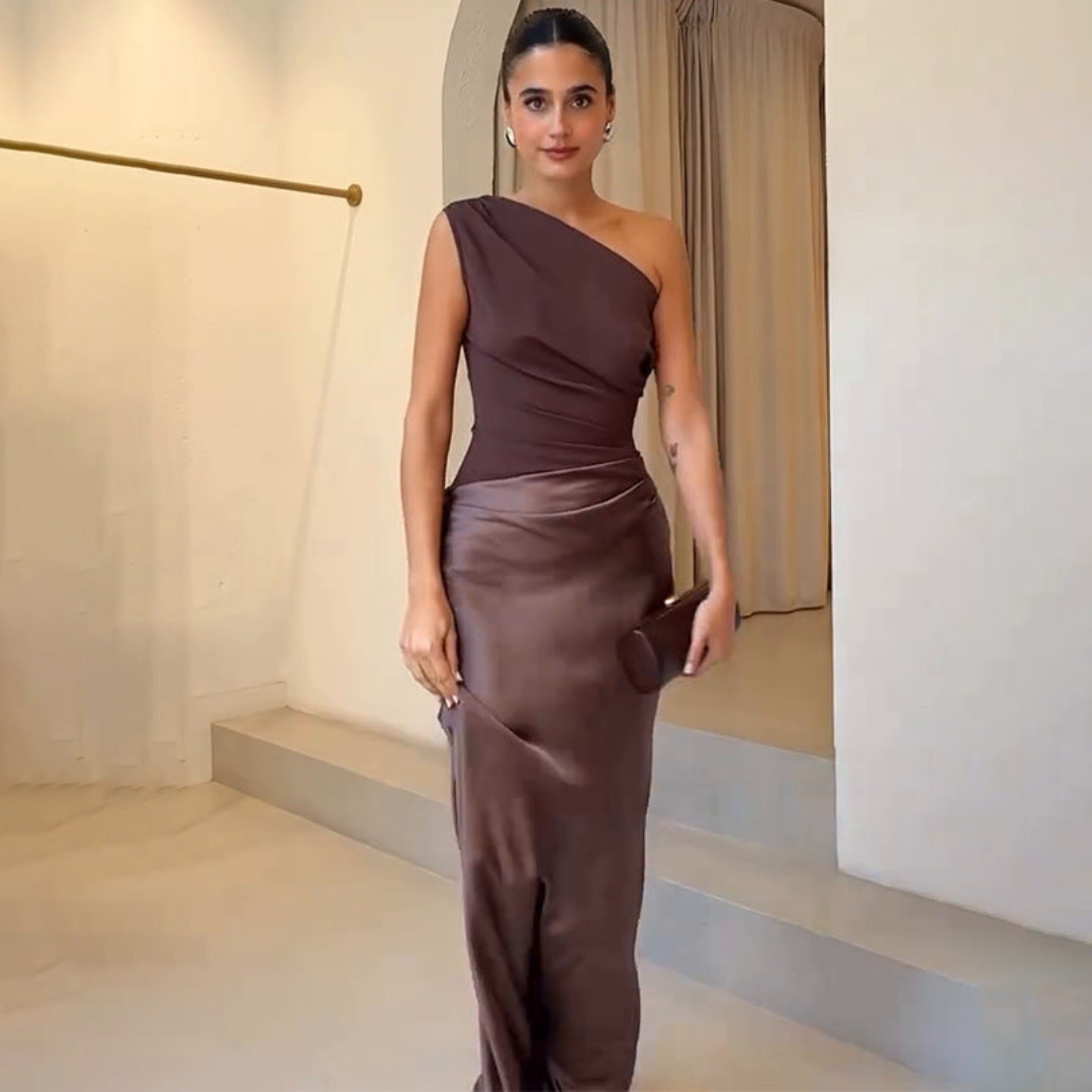 Damen Hochzeitsgastkleid Ein-Schulter Abendkleid - Norvielle