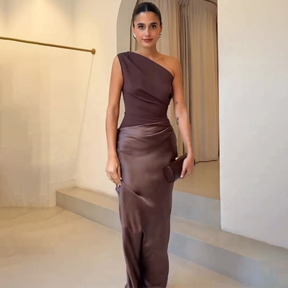 Damen Hochzeitsgastkleid Ein-Schulter Abendkleid - Norvielle