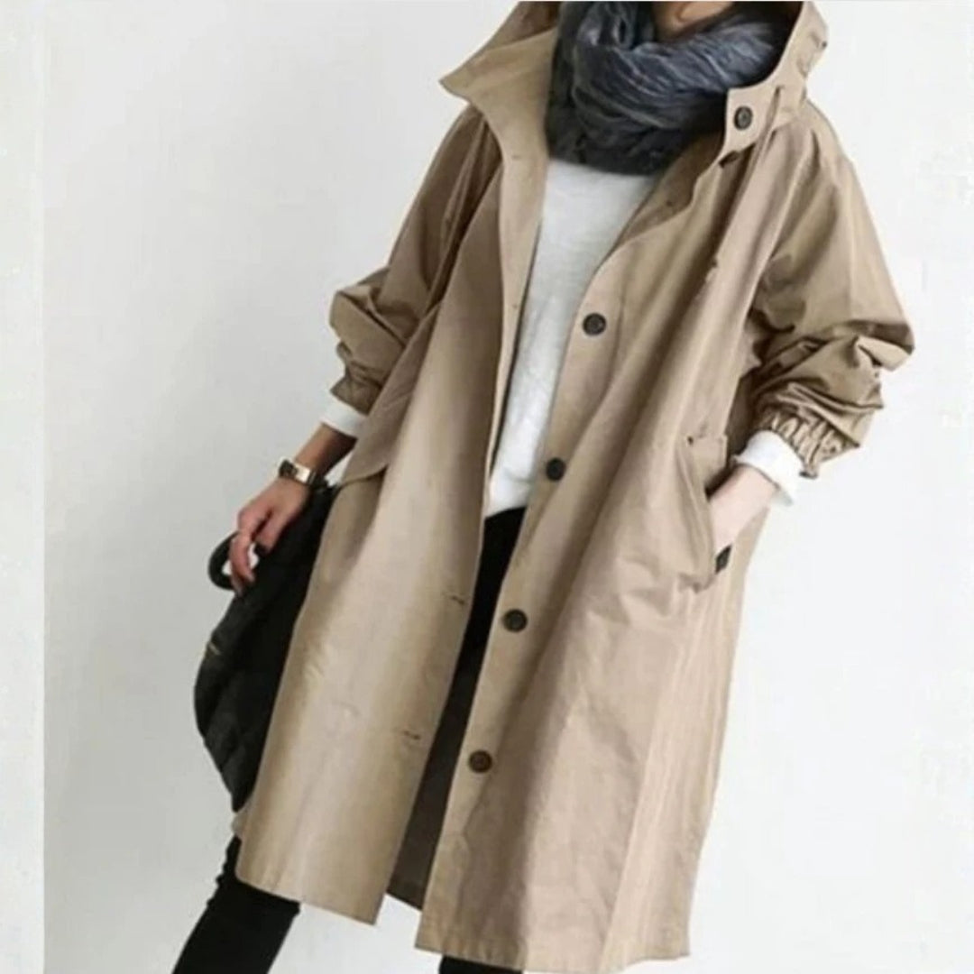 Damen Langcoat mit Knöpfen Schwarz - Norvielle