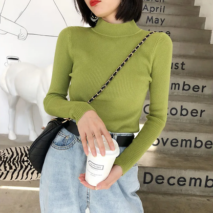 Norvielle Damen Pullover Hochkragen Gerippt - Norvielle