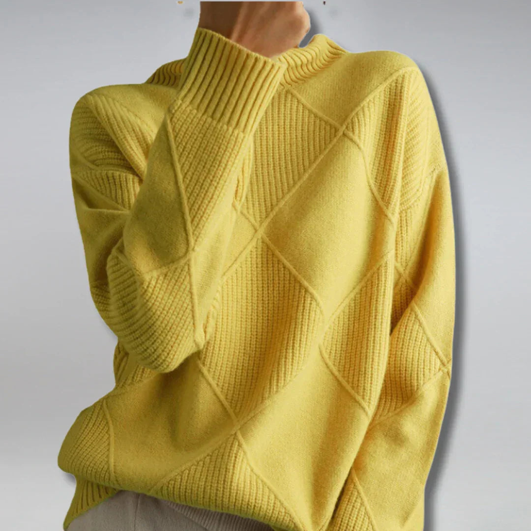 Damenpullover Weich Kragen Warm Beige