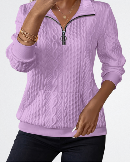 Celeste Damen Strickpullover Weich Zip Beige
