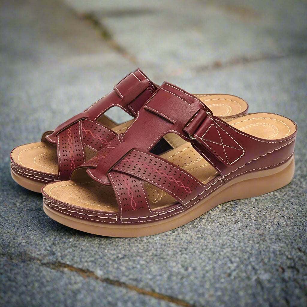 Damen Sommer-Sandalen Klettverschluss Offene Zehen Teilweise Robust - Norvielle