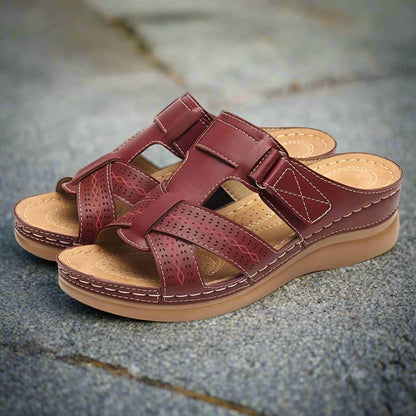Damen Sommer-Sandalen Klettverschluss Offene Zehen Teilweise Robust - Norvielle