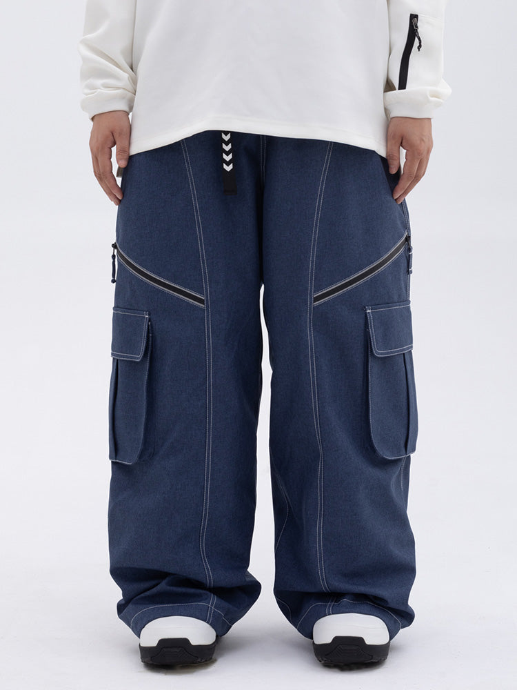 Damen Oversize Hose Baggy Beinform Cargotaschen