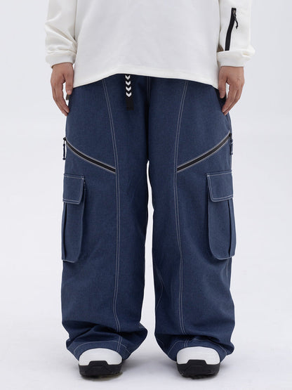 Damen Oversize Hose Baggy Beinform Cargotaschen