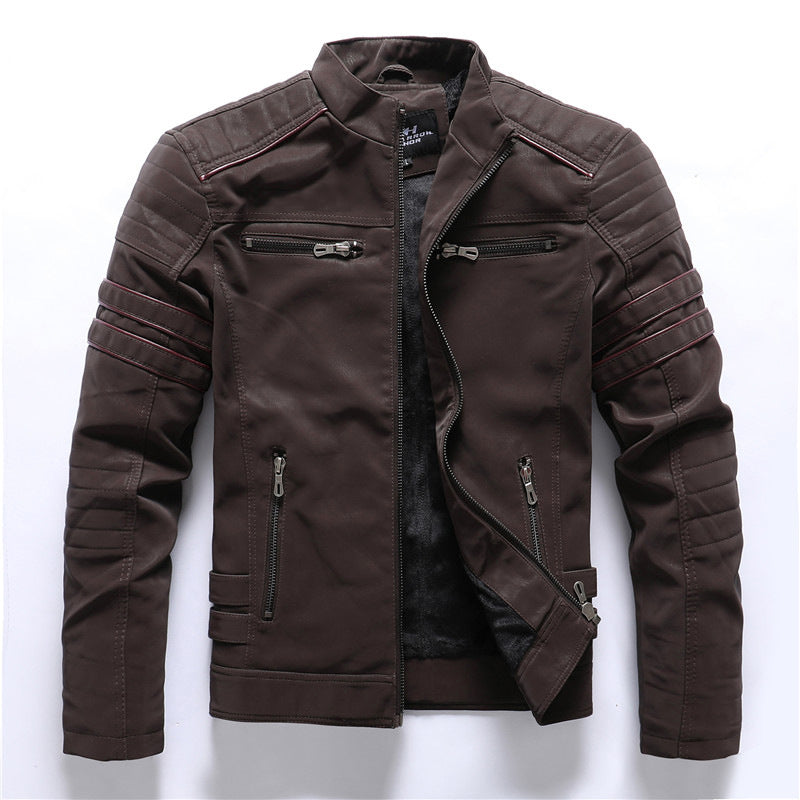 Herren Motorradjacke Cargotaschen Reißverschluss