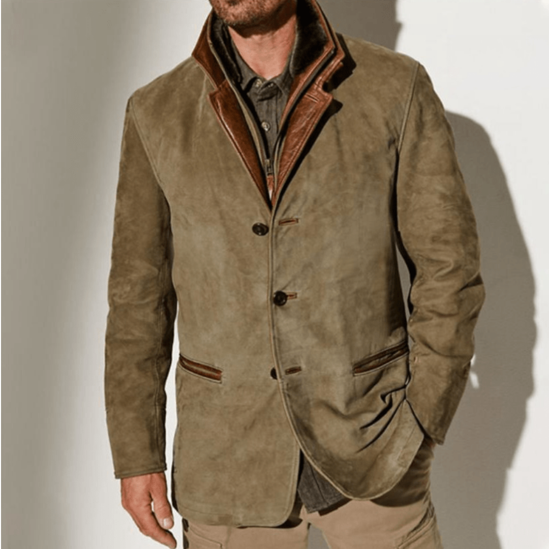Herren Blazer Winterjacke Khaki Vintage Stil - Norvielle