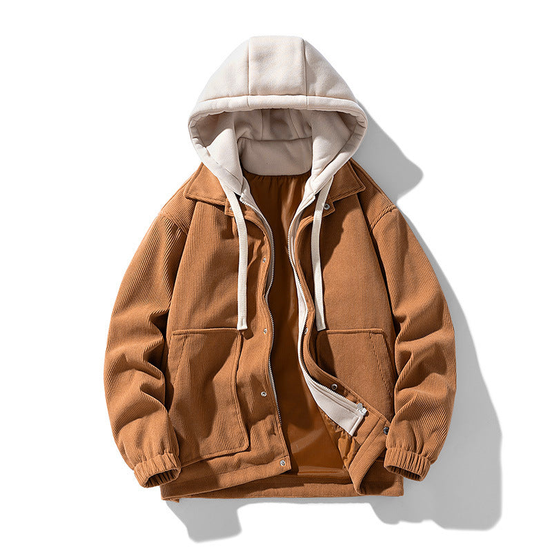 Herren Cordjacke Mit Kapuze Modern