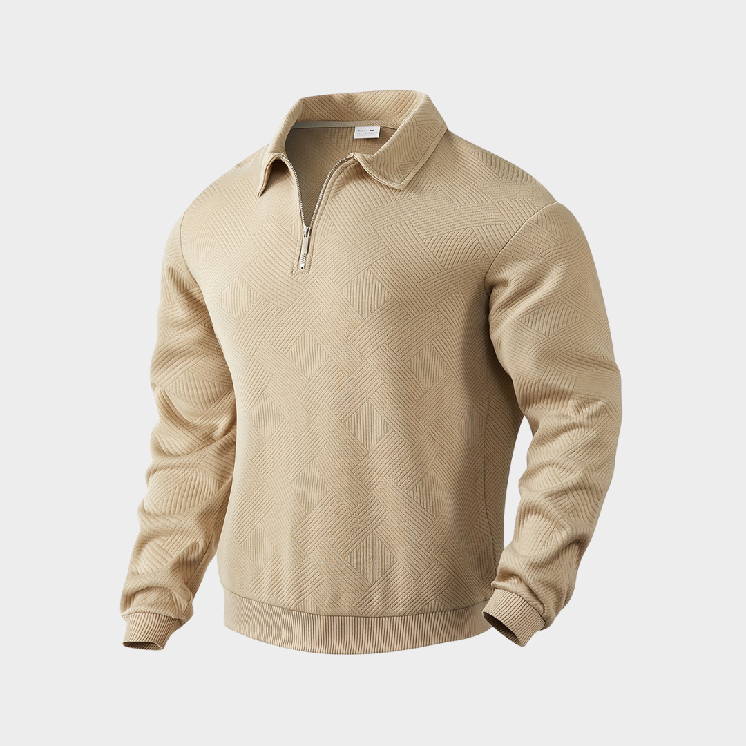 Herren Pullover Stehkragen Halbzipper Stilvoll Grau