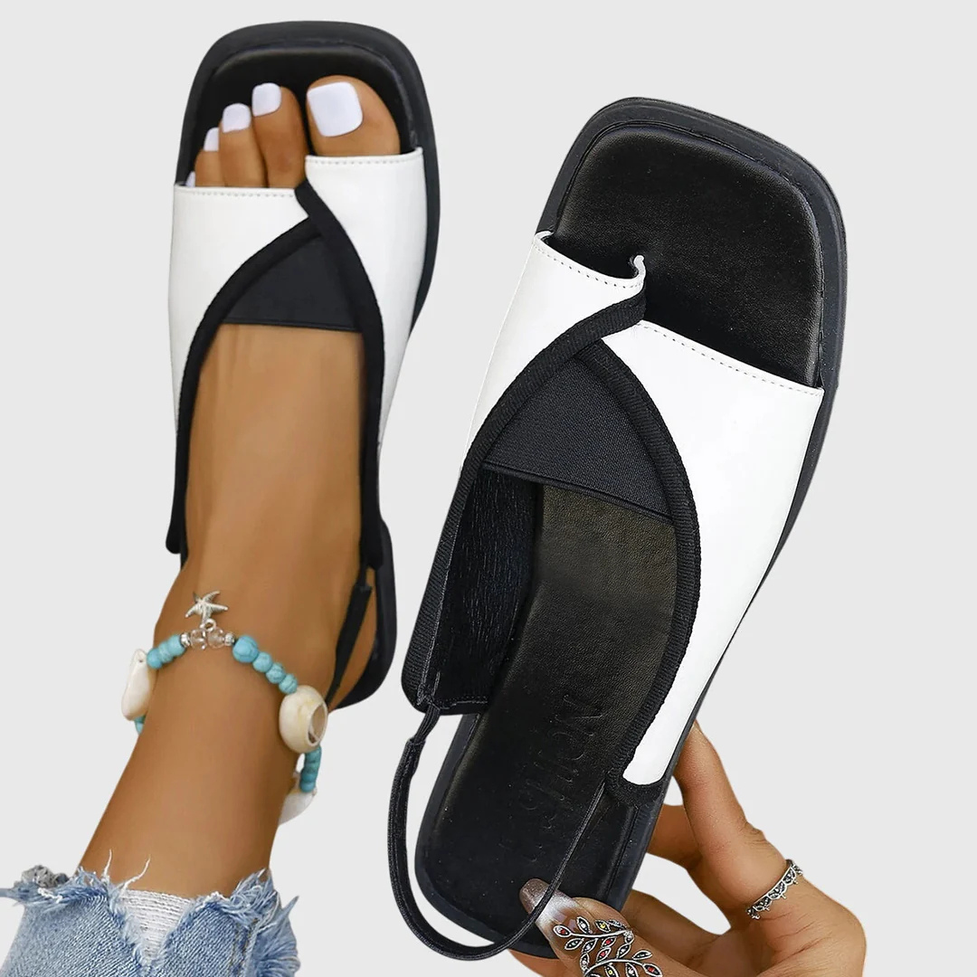 Damen Flache Sandalen Kontrast Riemen - Norvielle