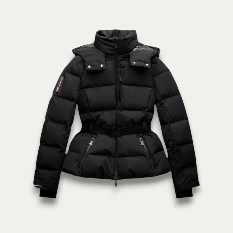 Damen Winterjacke Skijacke Gefüttert Mit Gürtel