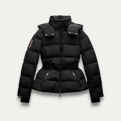 Damen Winterjacke Skijacke Gefüttert Mit Gürtel
