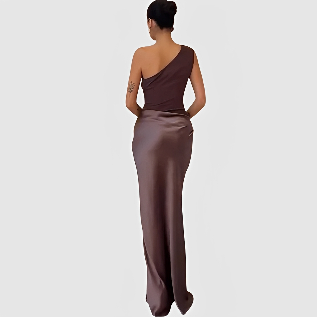 Damenkleid Asymmetrischer Kragen Gerader Rock