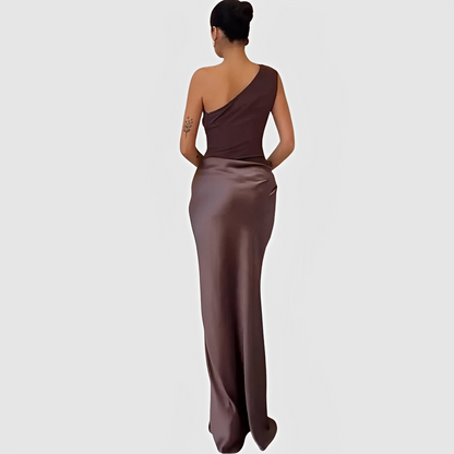 Damenkleid Asymmetrischer Kragen Gerader Rock