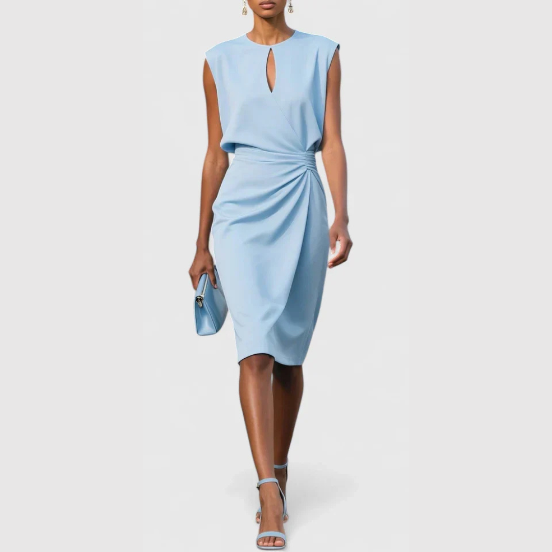 Damen Ärmelloses Gerafftes Midi-Kleid - Norvielle