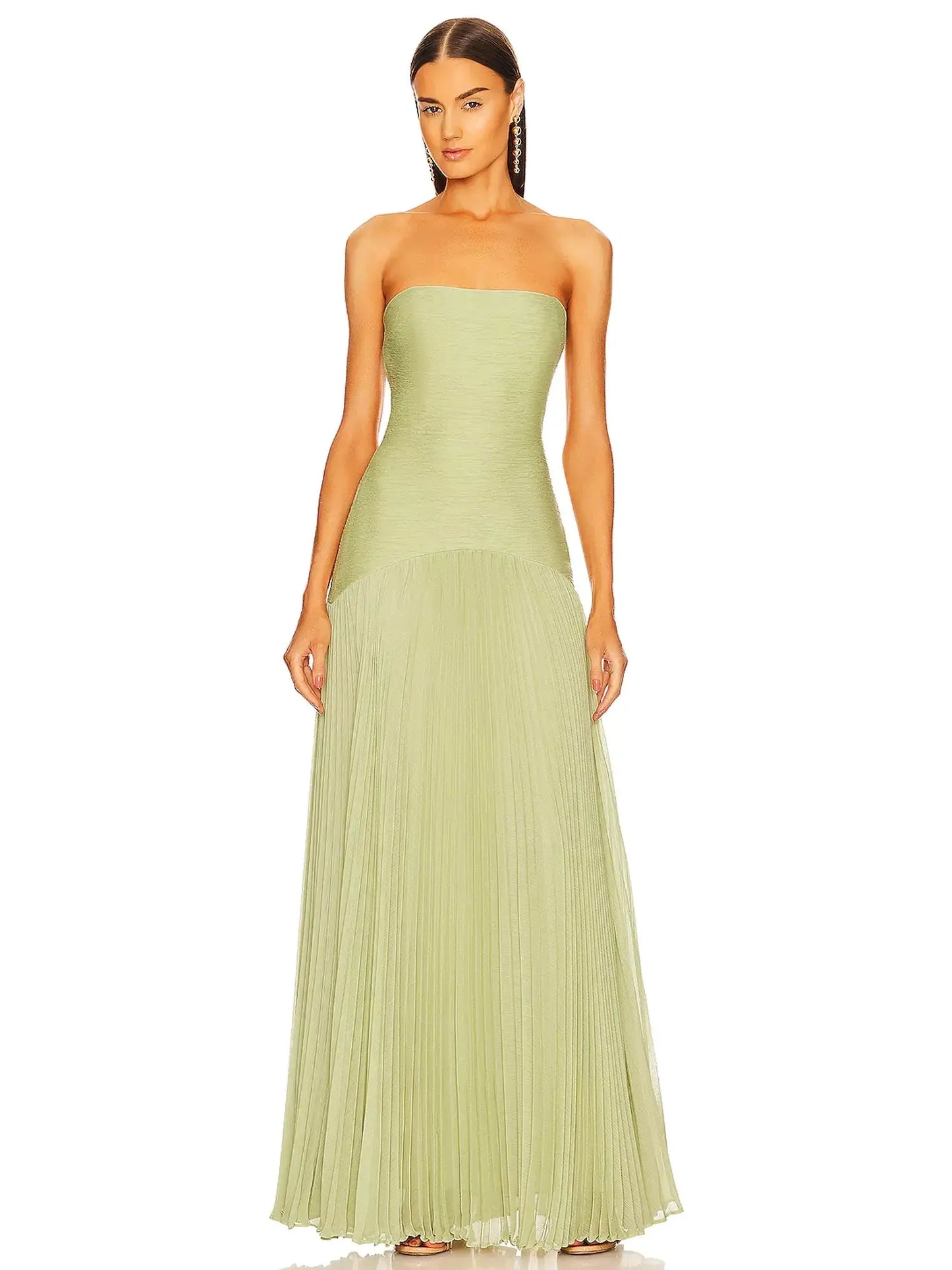 Damen Maxikleid Grün Lang - Norvielle
