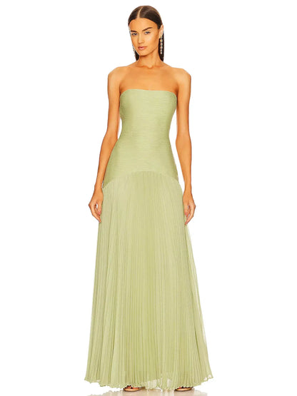 Damen Maxikleid Grün Lang - Norvielle