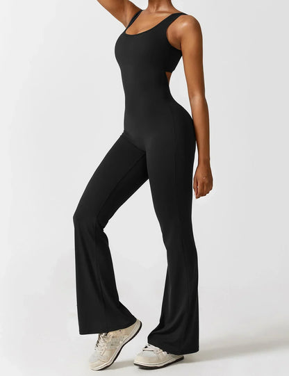 Damen Jumpsuit Enganliegend Weite Bein Komfort
