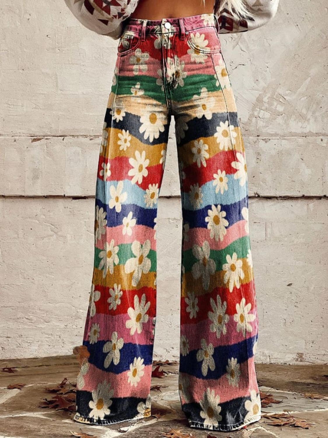 Léon Damen Retro Blumenhosen - Norvielle