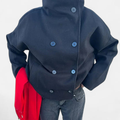 Damen Kurzjacke Stehkragen Modern Zeitlos