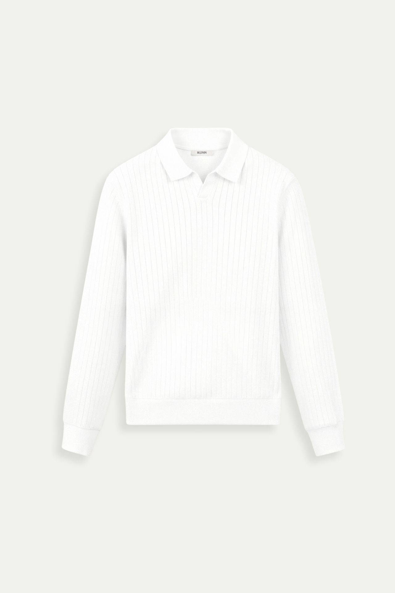 Herren Poloshirt Gestrickt Elegantes Design Weiß