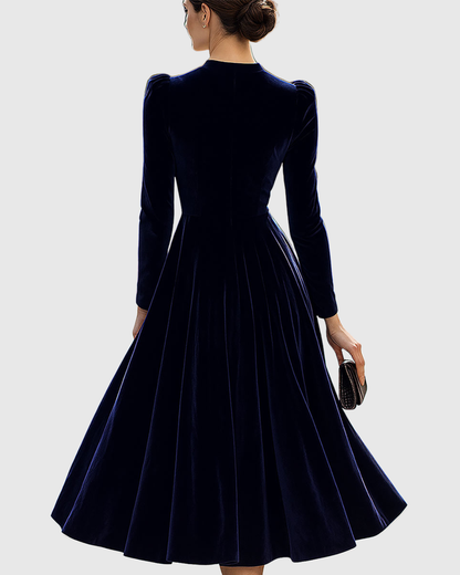 Damen Midikleid Samt Elegant