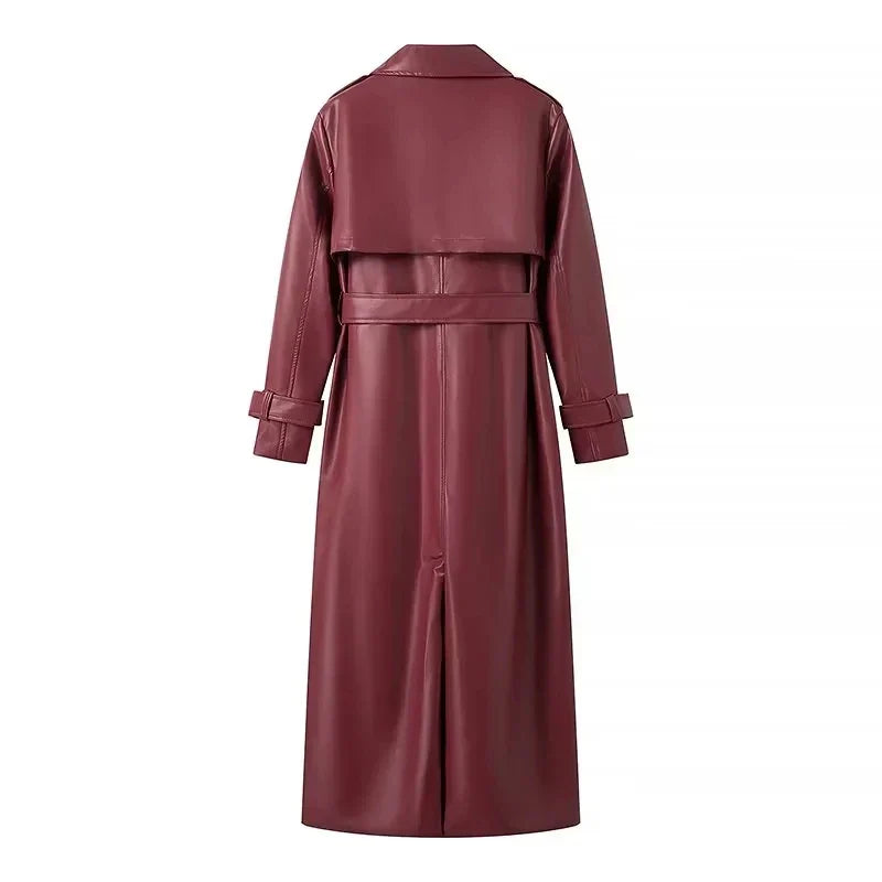 Damen Retro-Mantel Langer Gürtel