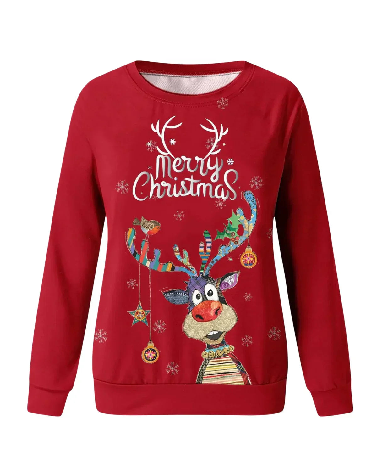 Damen Weihnachtspullover Rentier Motiv Warm