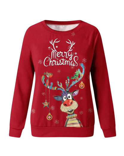 Damen Weihnachtspullover Rentier Motiv Warm