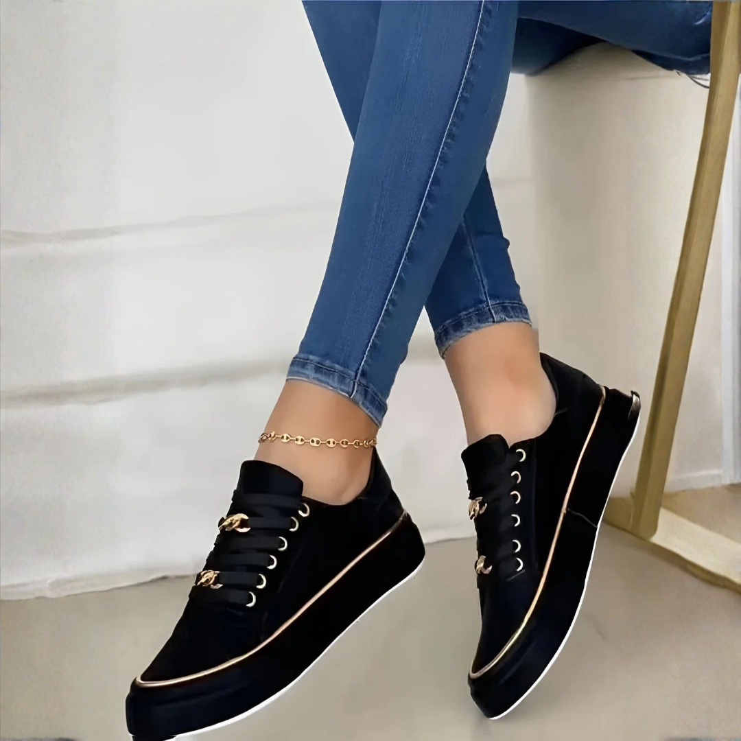 Damen Plattform Schnür Sneakers