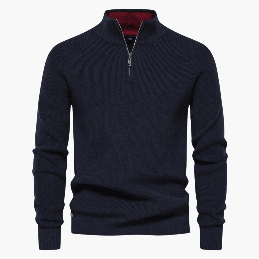 Herren Strickpullover Weich Zipper Beige - Norvielle