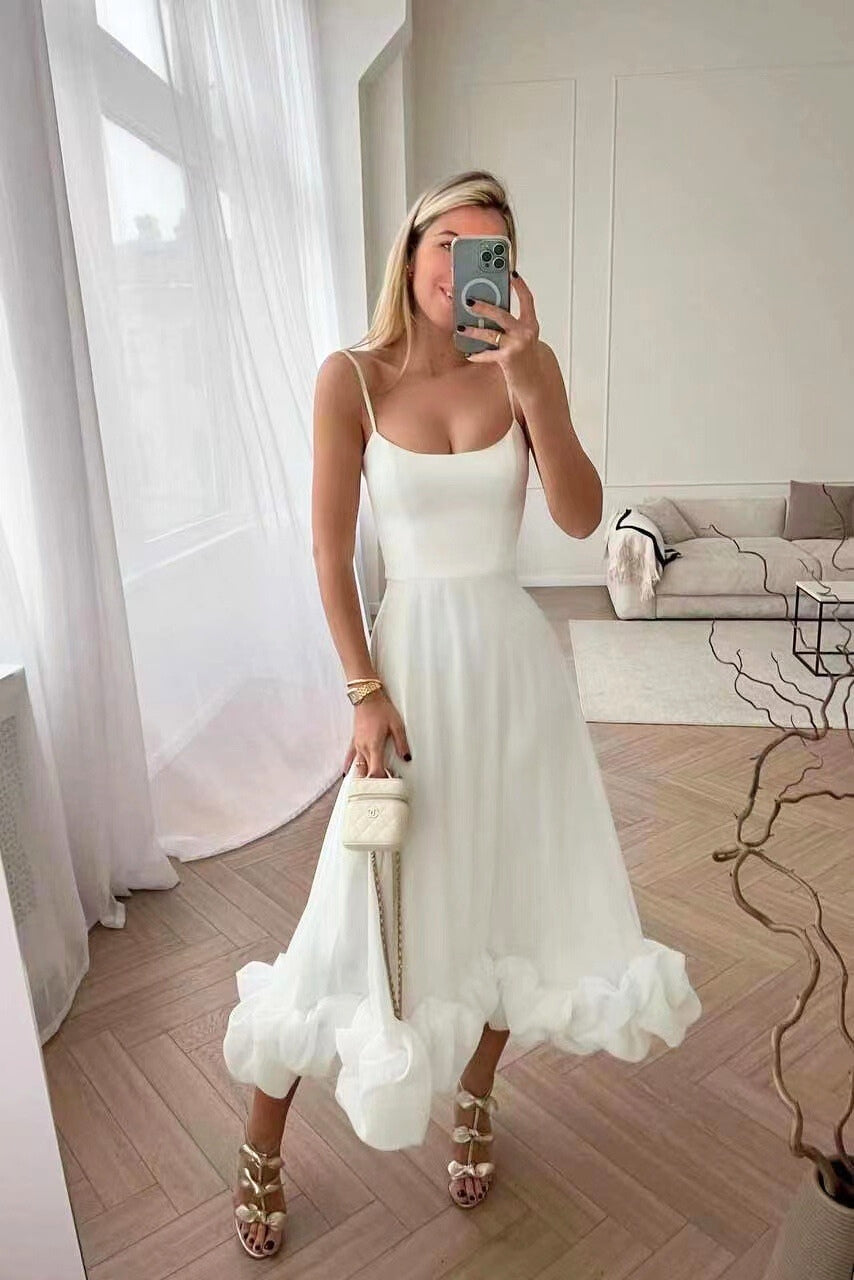 Damen Hochzeitskleid Elegantes Rüschensaum Jasmin