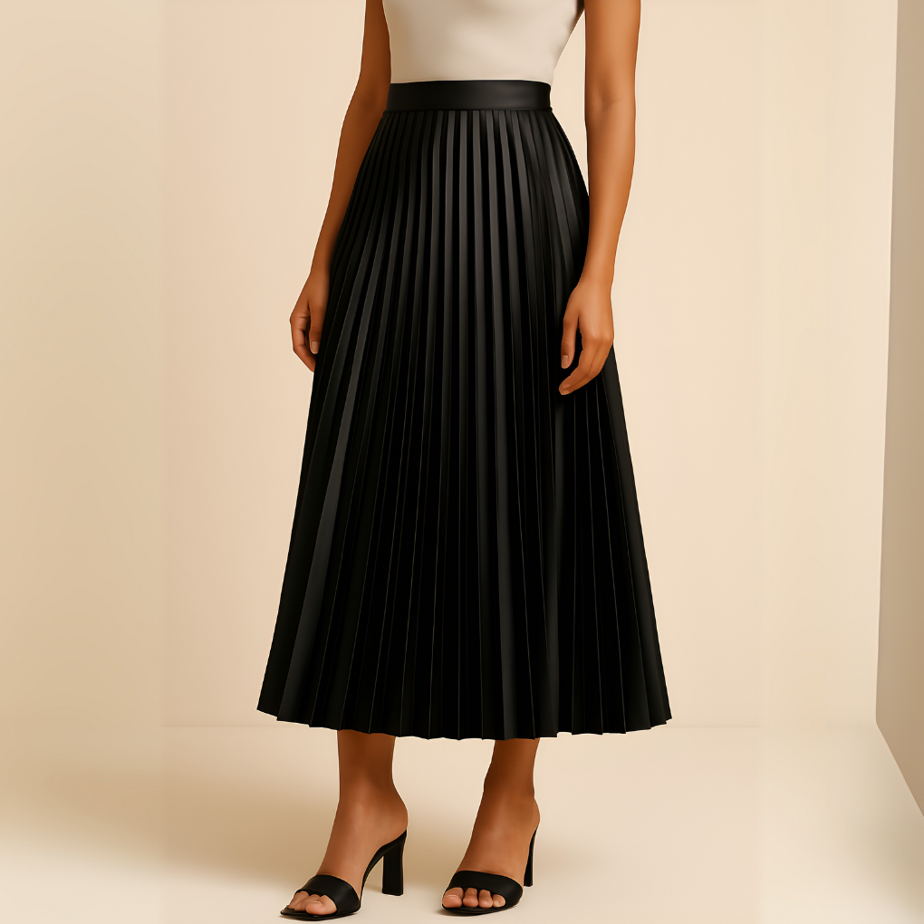 Inez Damen Midirock Plissiert Hochtaillierte Taille