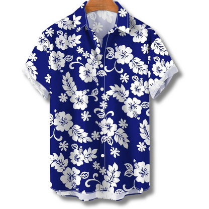 Hawaiianisches Kurzarmhemd Floralmuster Baumwolle