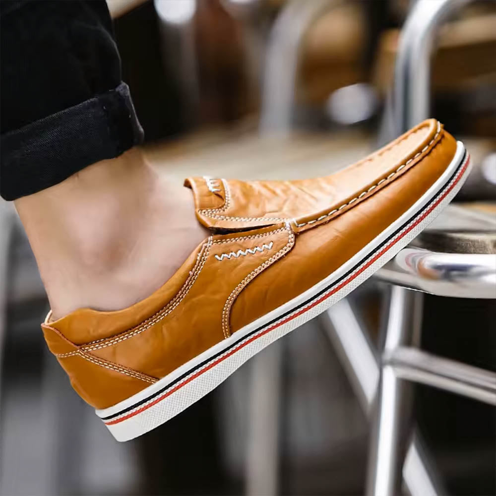 Herren Moc Toe Loafers Kontrastnähte Braun - Norvielle