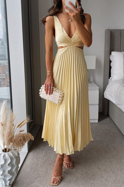 Damen Plissee Satin Kleid Norvielle - Norvielle