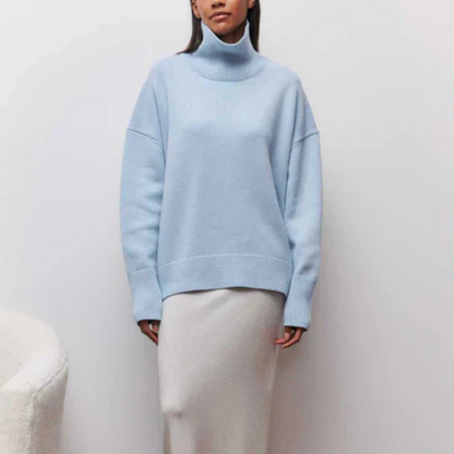 Norvielle Damen Strickpullover Oversized Stehkragen