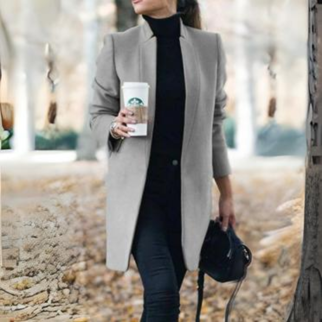 Norvielle Damen Wintermantel Stehkragen Zeitloses Design - Norvielle