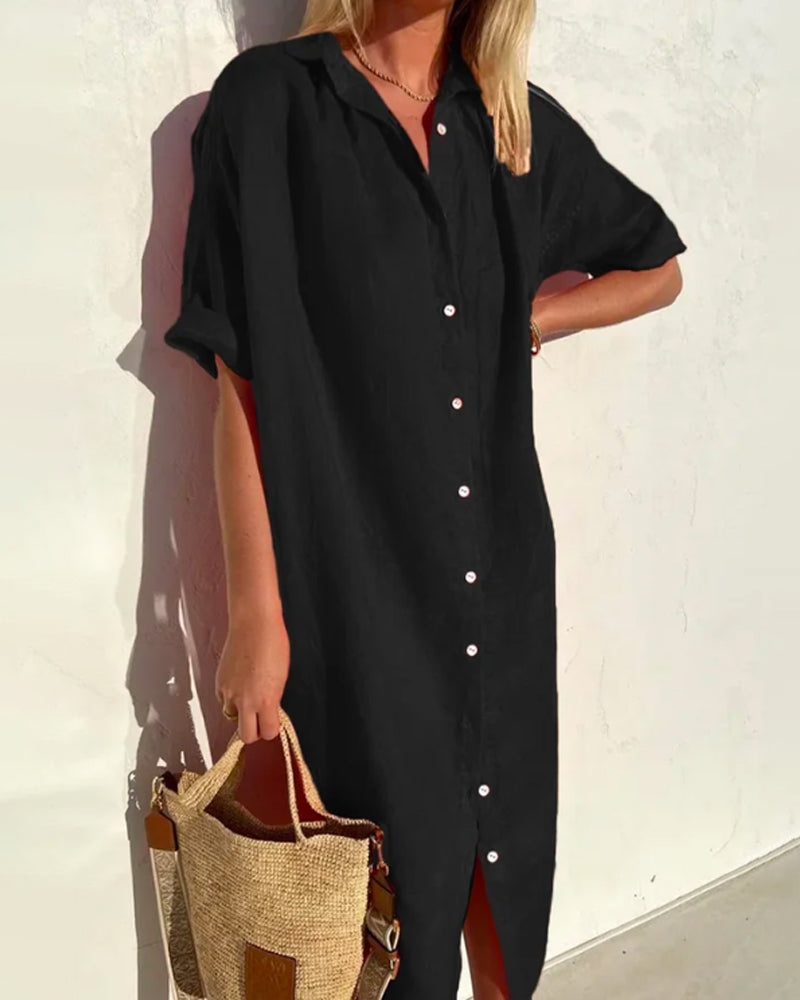 Norvielle Damen Hemdkleid Baumwolle
