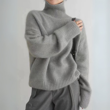 Damen Strickpullover Rollkragen Lockerer Fit Klassisch - Norvielle