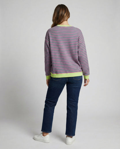 Damen Oversized Pullover Streifen Merino